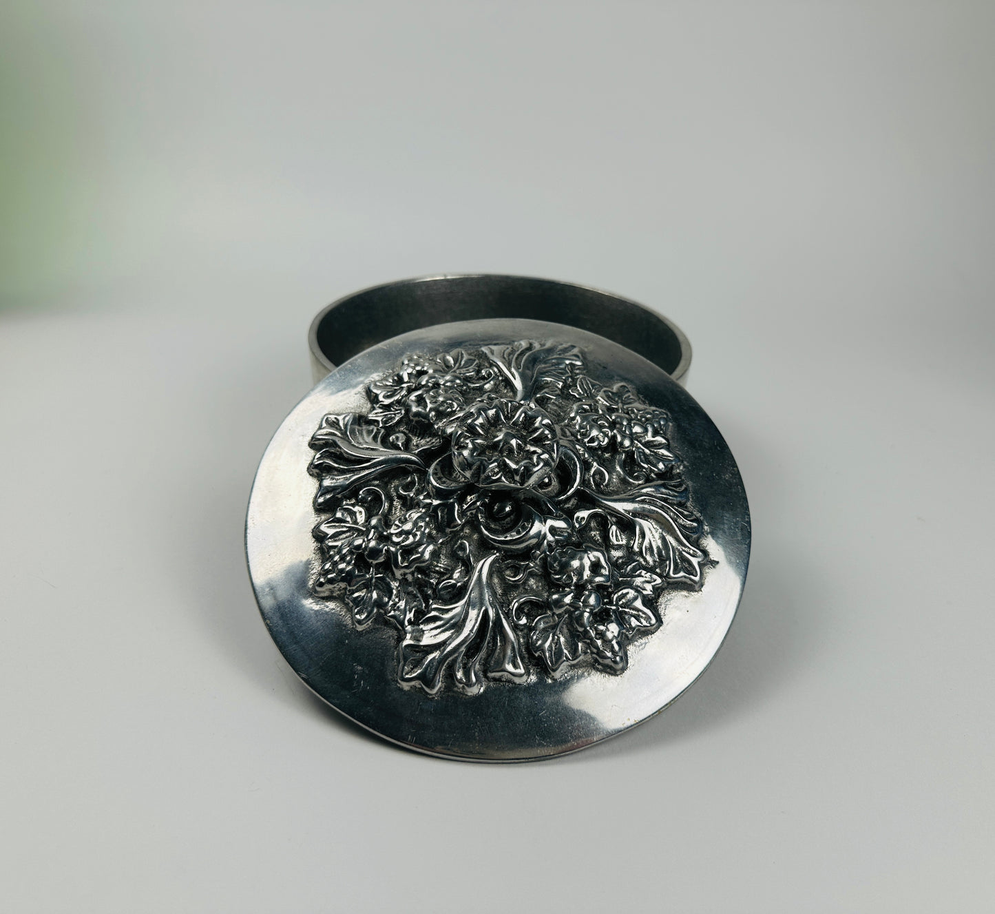 Pewter Floral Trinket Dish