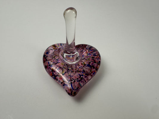 Glass Floral Heart Ring Holder