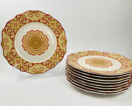 222 Fifth Saffron Dinner Plates Set of Nine