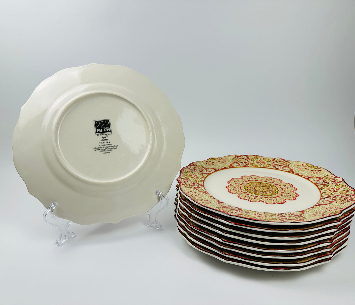 222 Fifth Saffron Dinner Plates Set of Nine