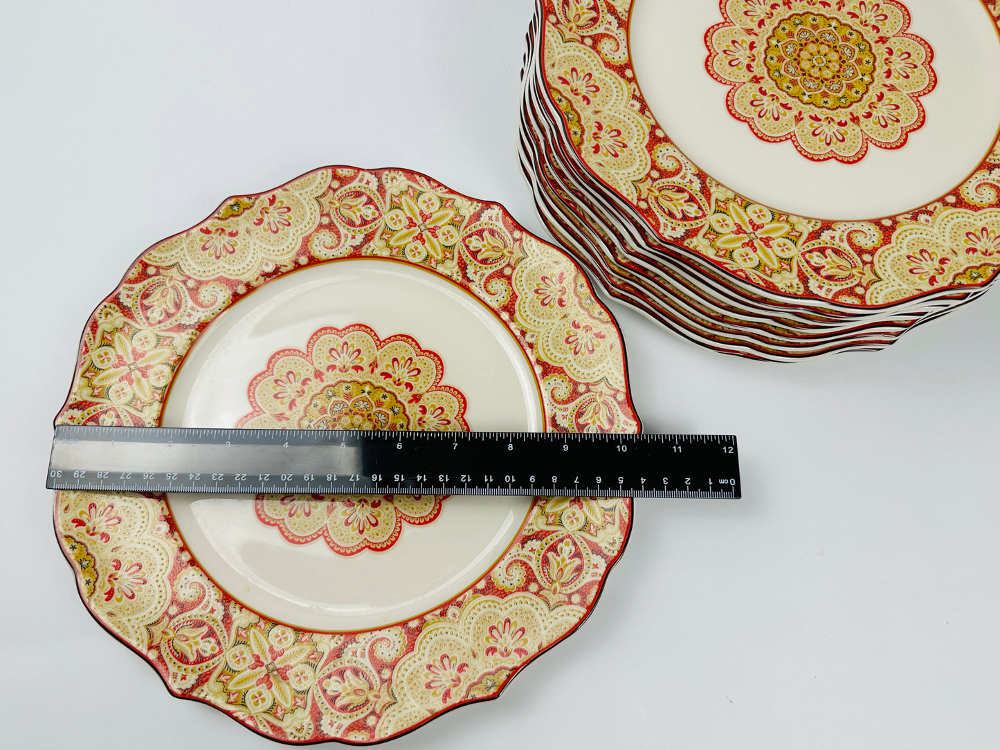 222 Fifth Saffron Dinner Plates Set of Nine