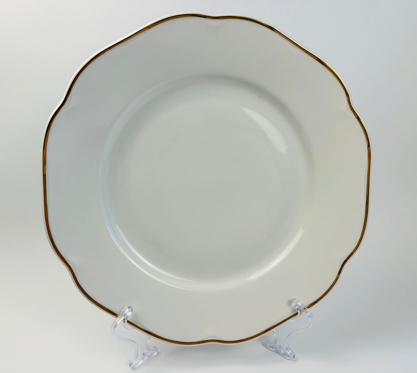 Epiag China Scalloped Gold Rim Dinner Plates Set of Six