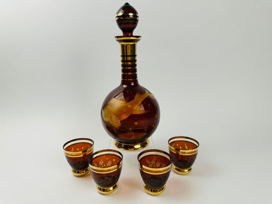 Amber Koi Decanter & Four Glasses Set