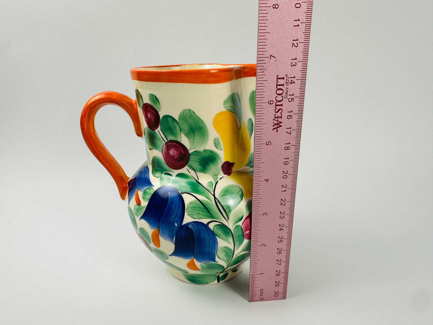 Czech Floral Handpainted Pitcher