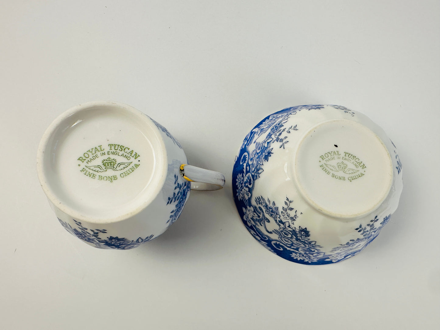 England Blue & White Floral Sugar Bowl & Creamer Set