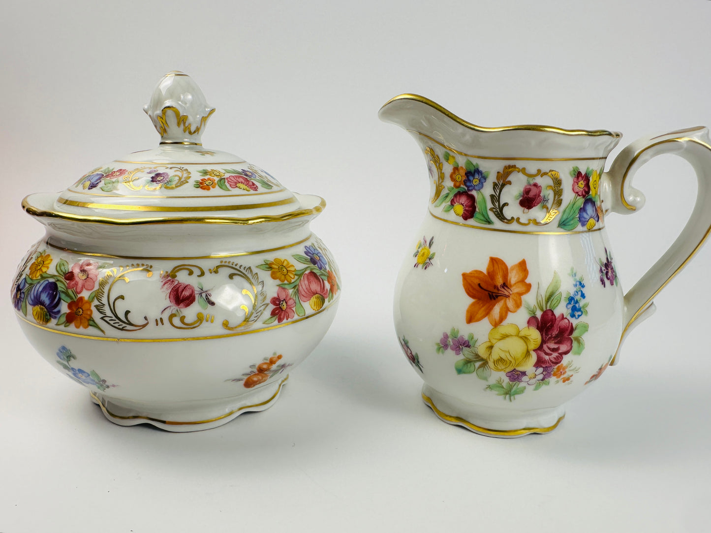 Germany Empress Floral Sugar Bowl & Creamer Set