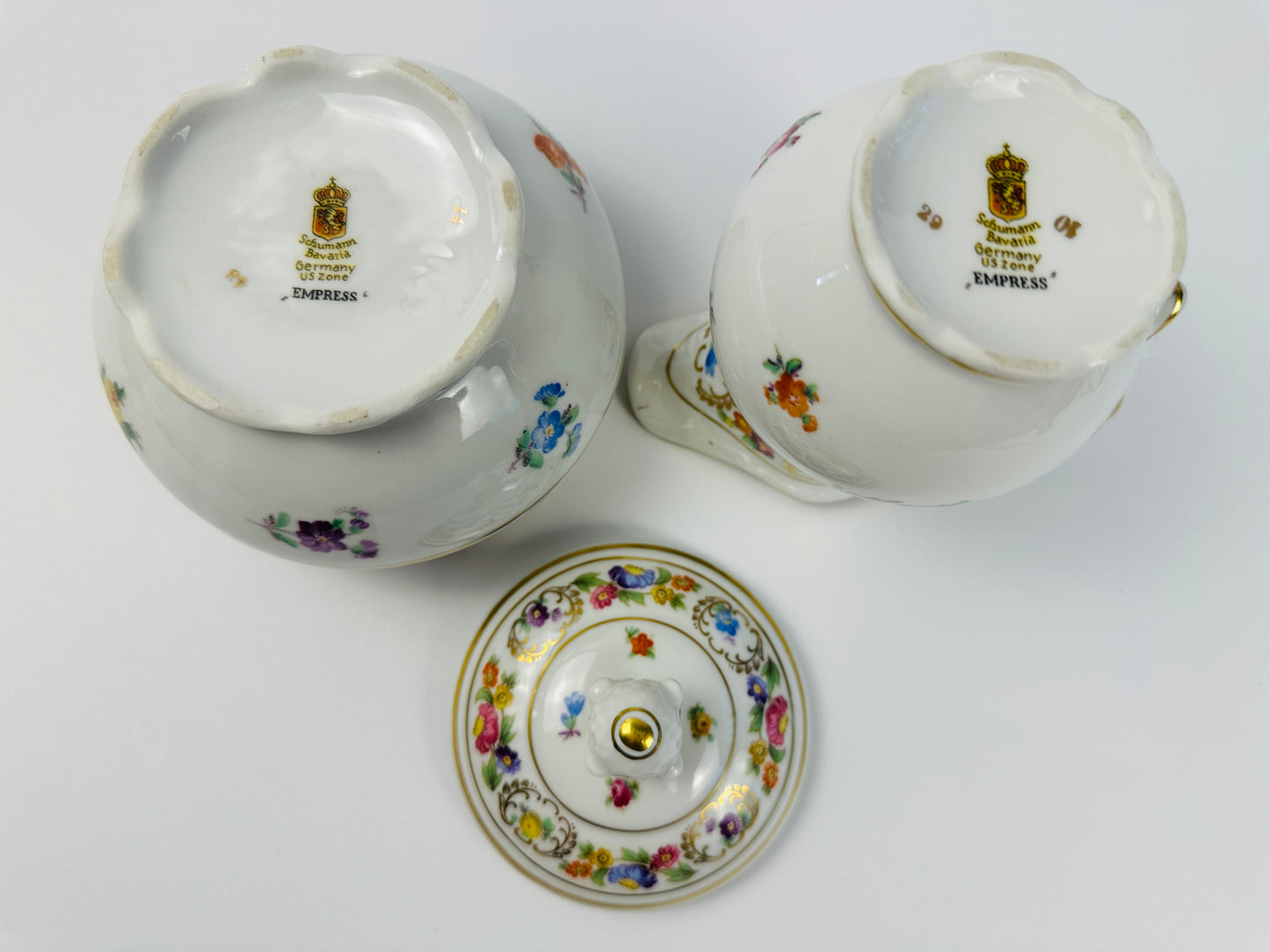 Germany Empress Floral Sugar Bowl & Creamer Set