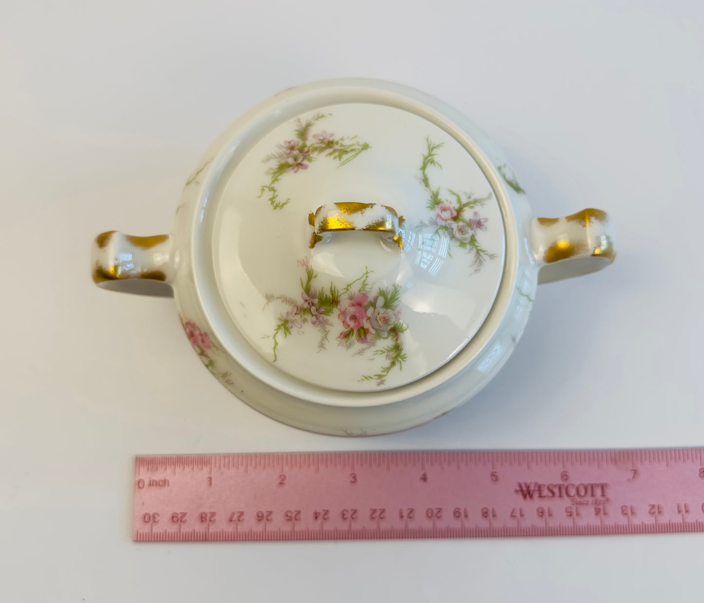 Haviland Pink Rose & Gold Trim Covered Sugar Bowl