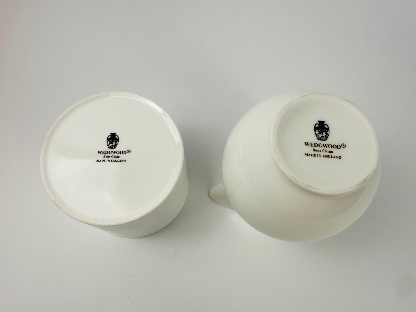 Wedgwood White Simple Sugar Bowl & Creamer Set