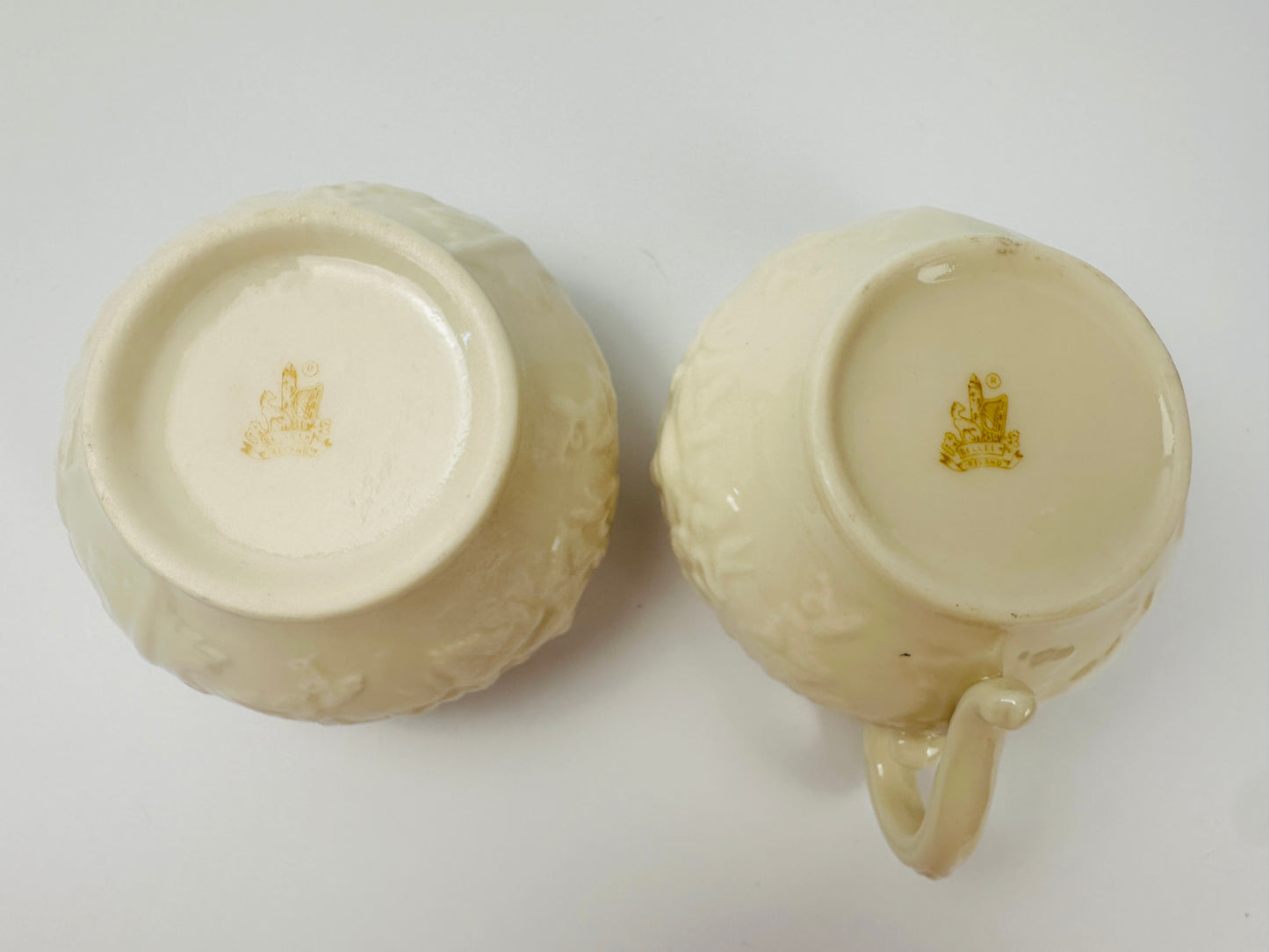 Belleek Bacchus Sugar Bowl & Creamer