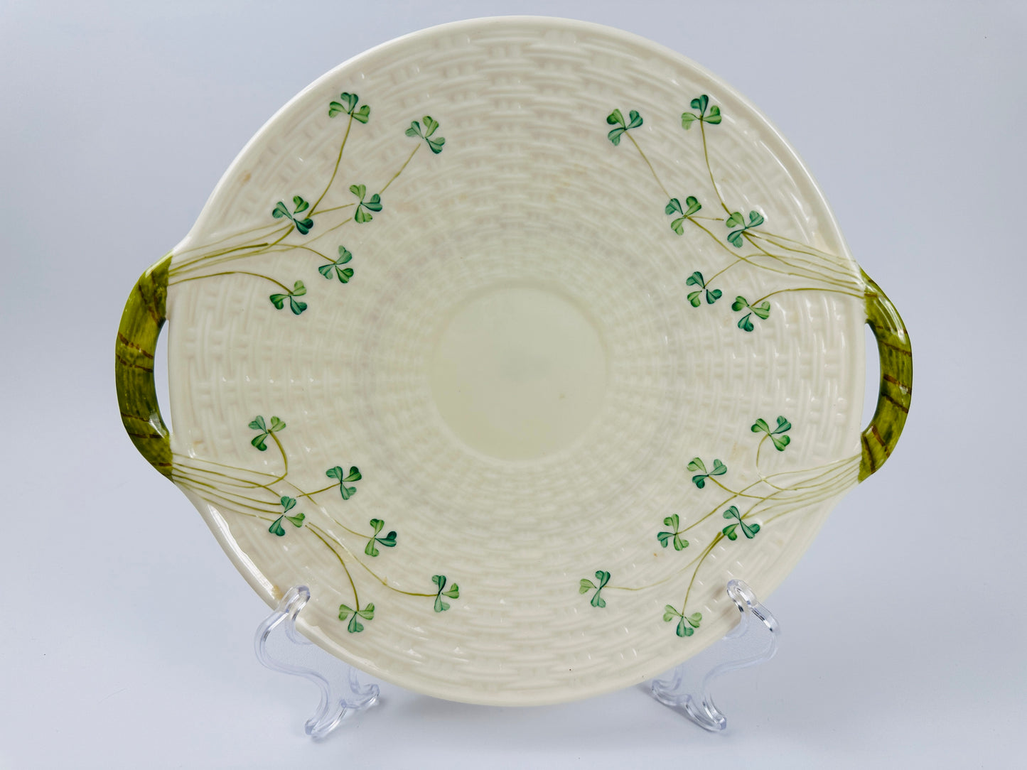 Belleek Basketweave Clover Plate