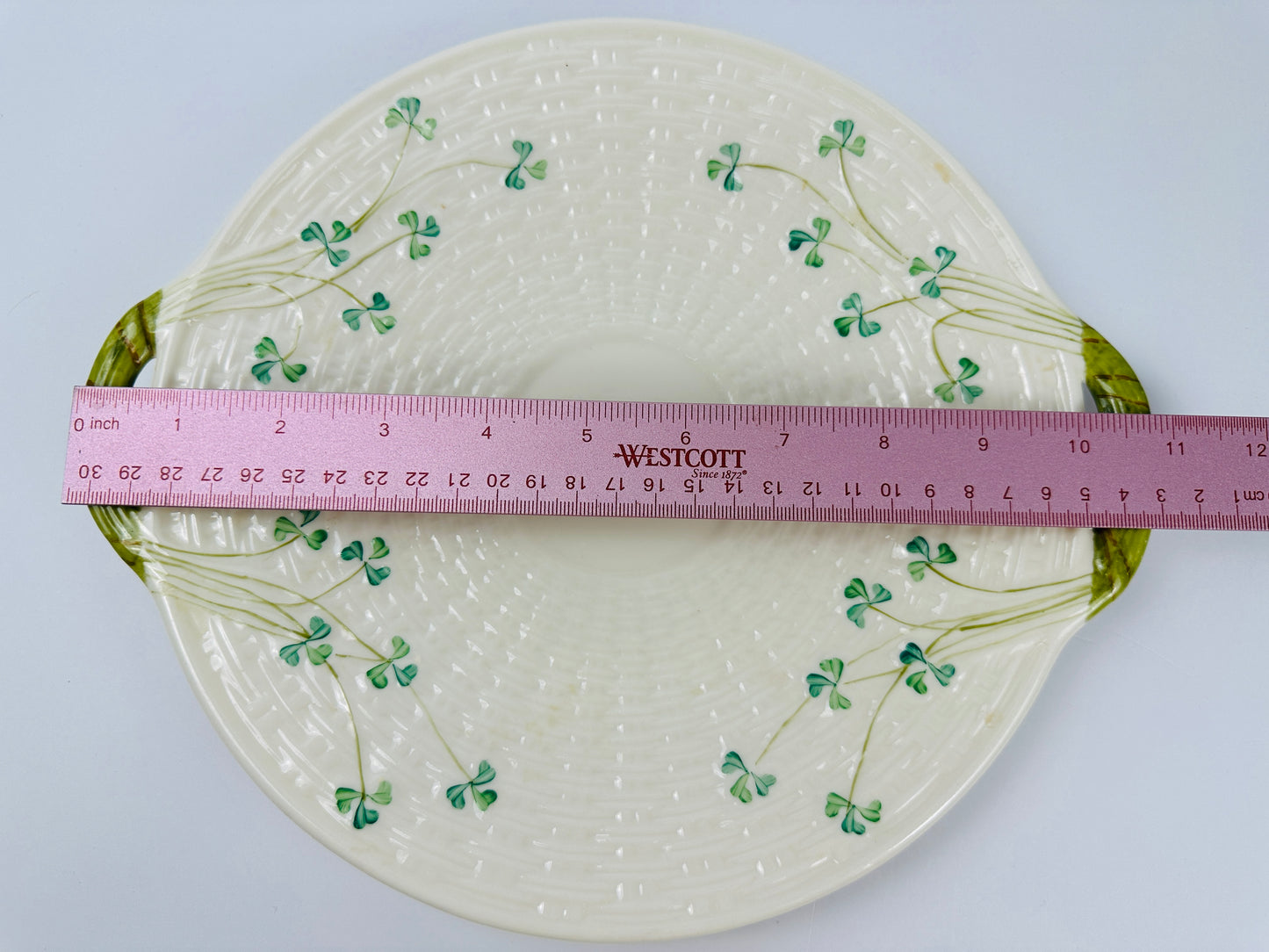 Belleek Basketweave Clover Plate