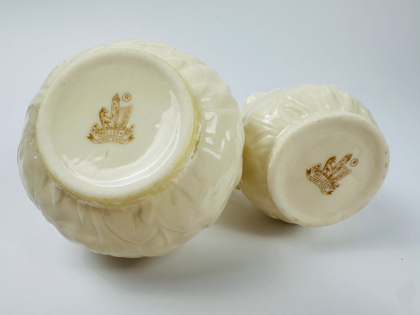 Belleek Floral Sugar Bowl & Creamer