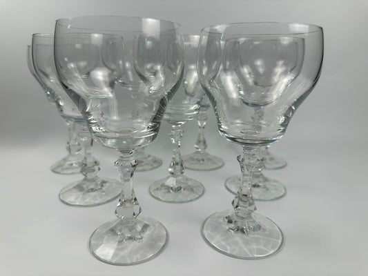 Bell Shape Fluted Stem Wine Glasses Set of Nine