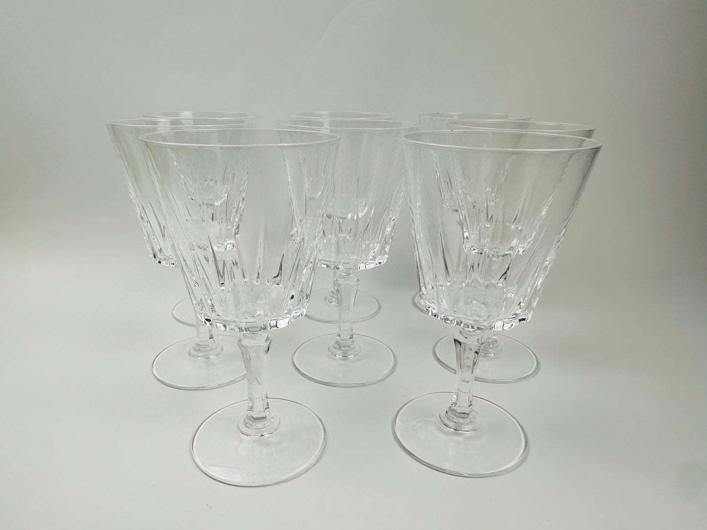 Flared Fluted Stem Wine Glasses Set of Eight