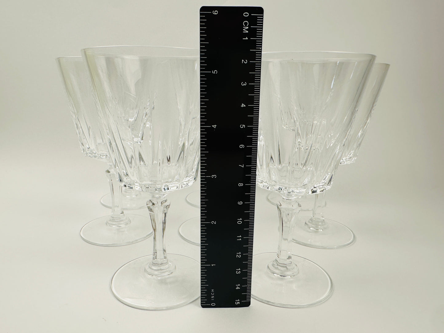 Flared Fluted Stem Wine Glasses Set of Eight