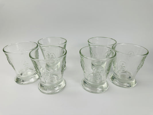 Fleur De Lis 4 Inch Footed Multi Purpose Glasses Set of Six