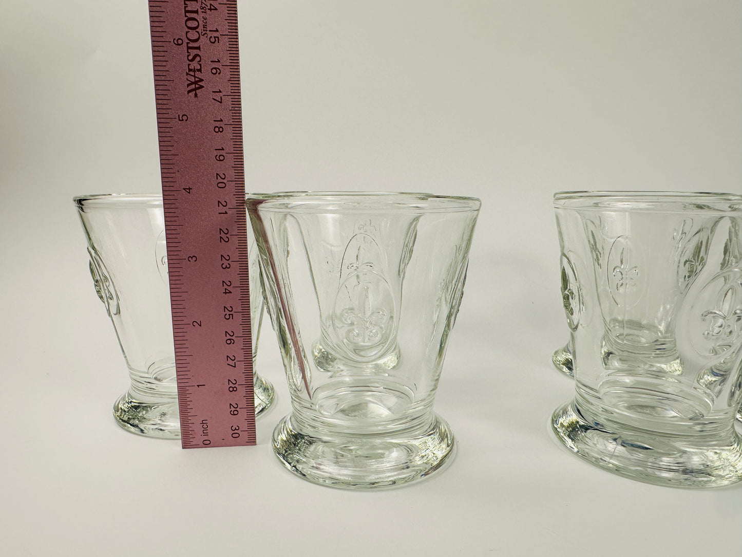 Fleur De Lis 4 Inch Footed Multi Purpose Glasses Set of Six