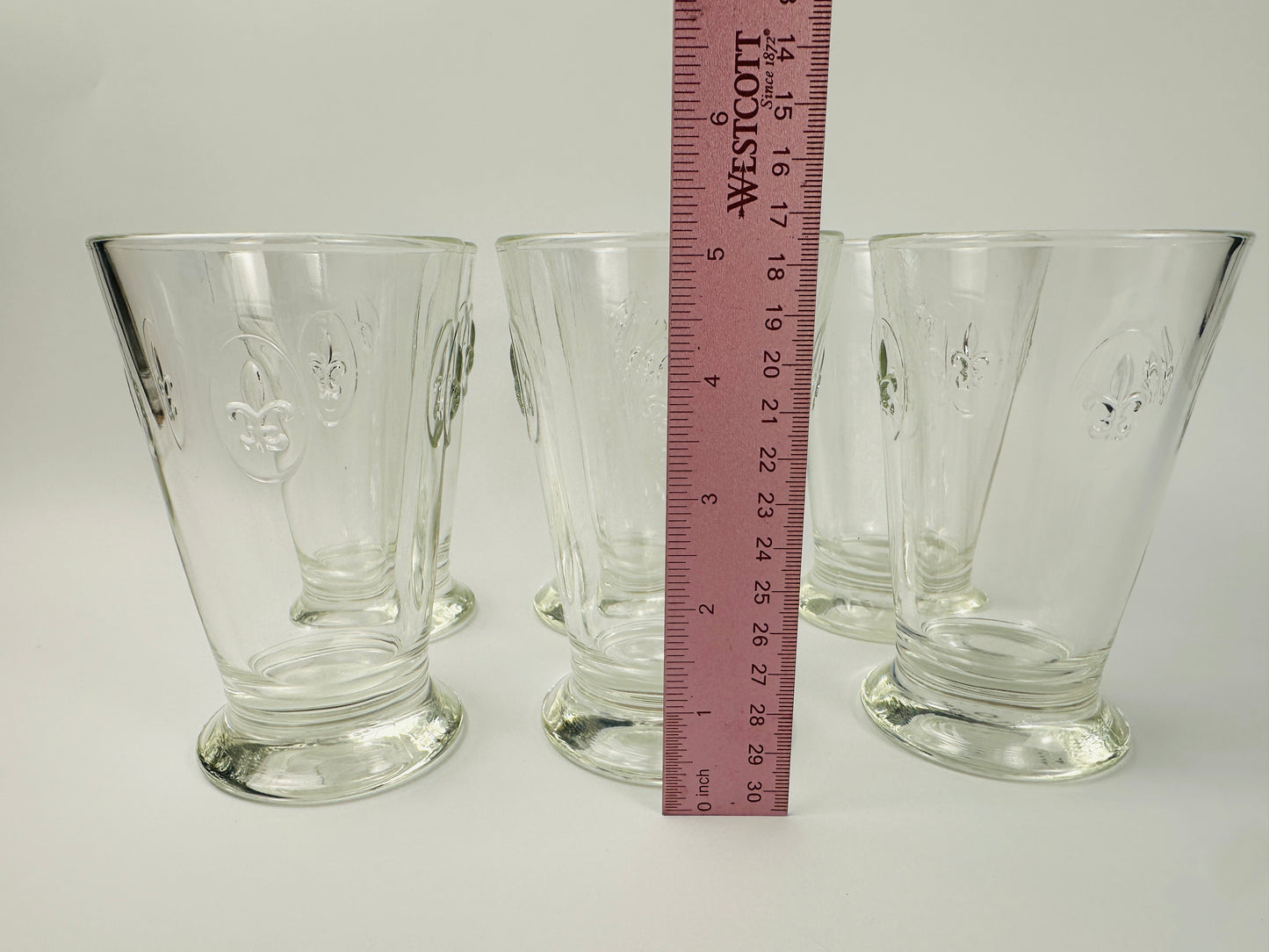 Fleur De Lis 5 Inch Footed Multi Purpose Glasses Set of Six