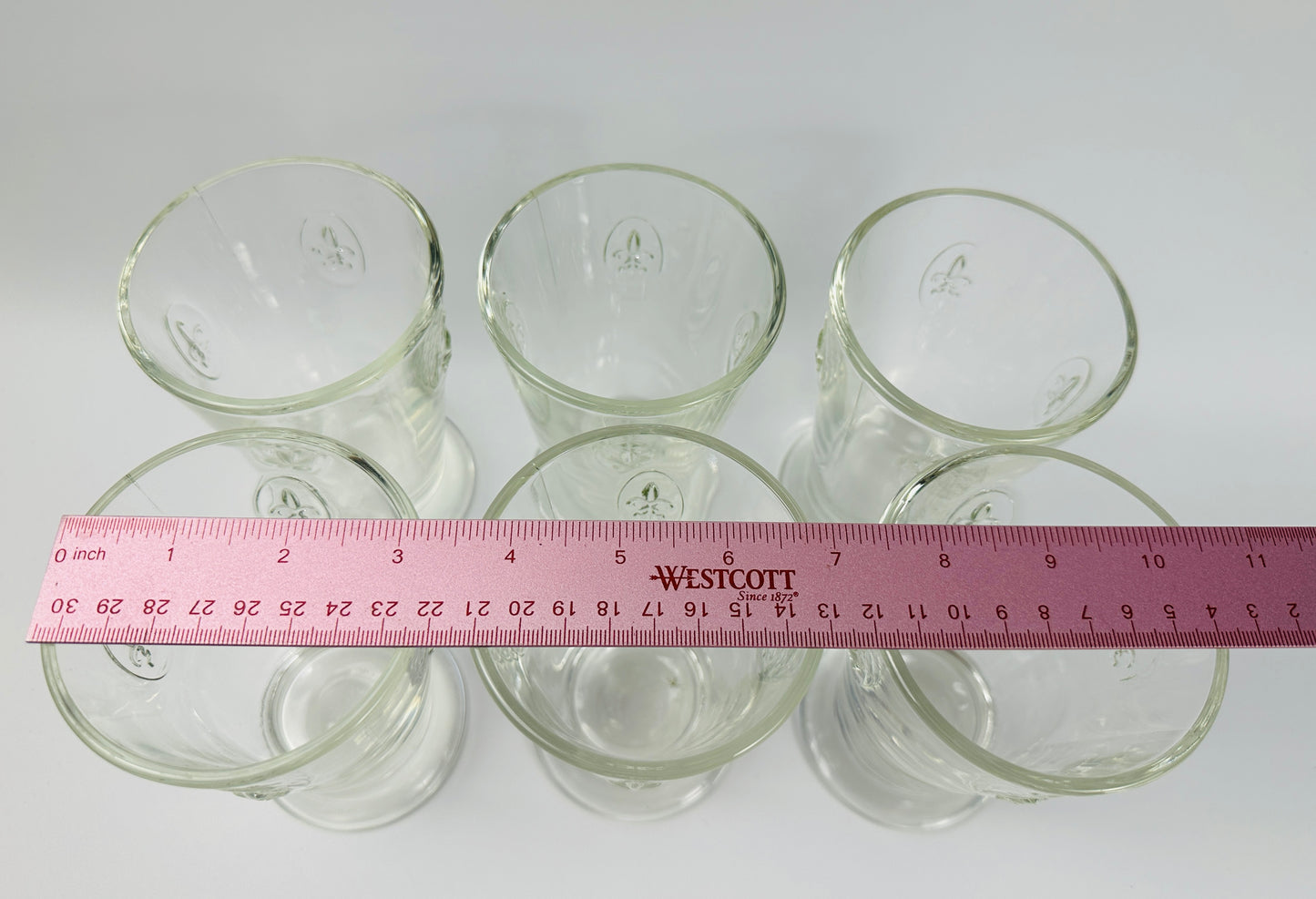 Fleur De Lis 5 Inch Footed Multi Purpose Glasses Set of Six