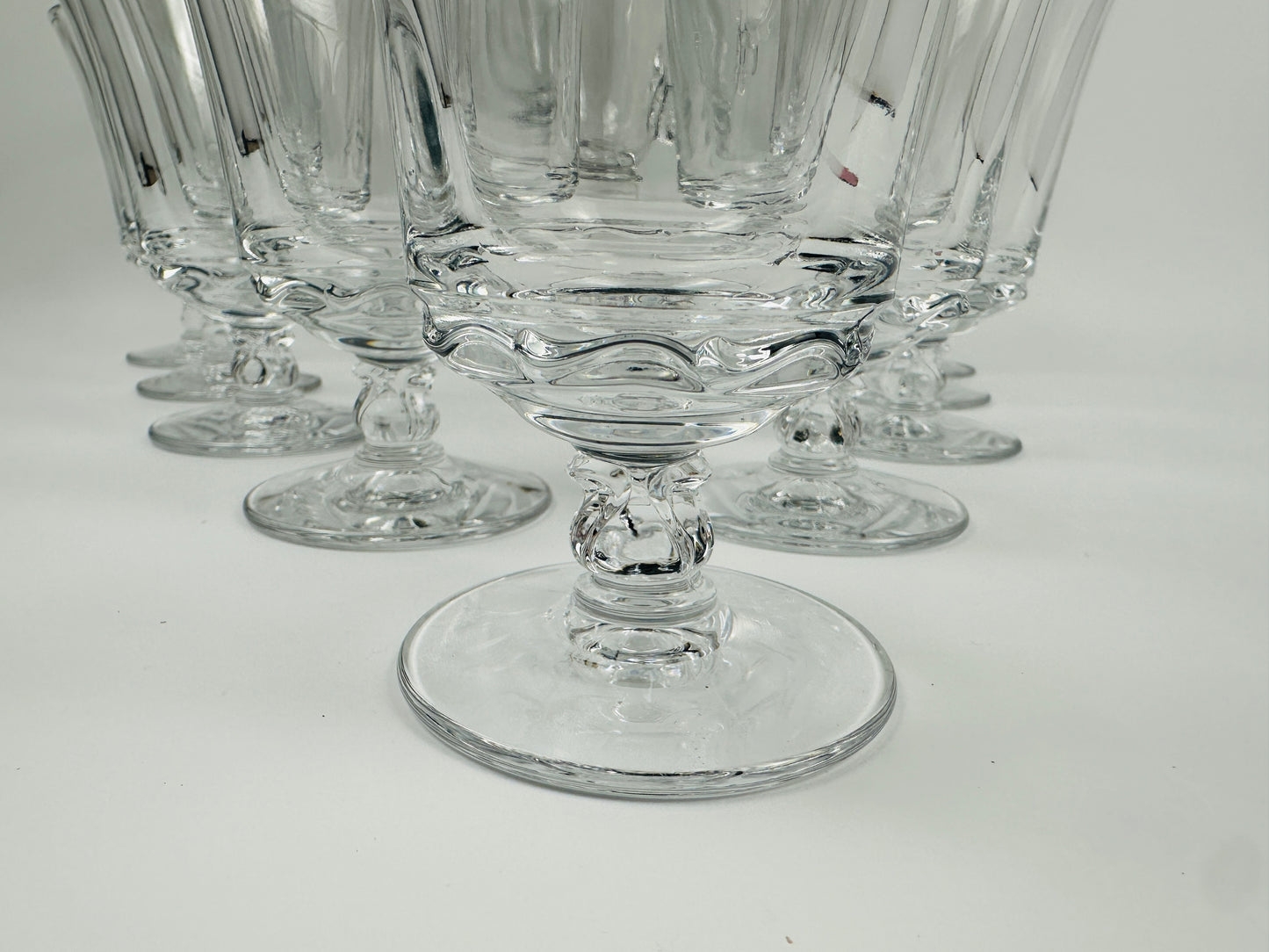 Fostoria Century Water or Tea Glasses Set of Nine With Pitcher