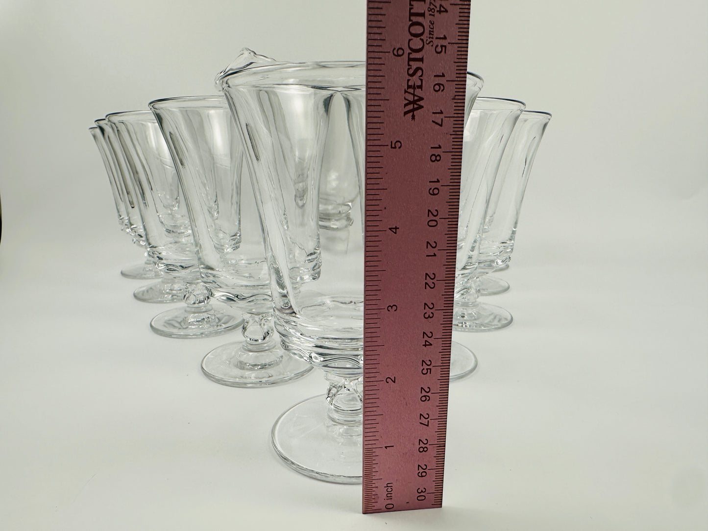 Fostoria Century Water or Tea Glasses Set of Nine With Pitcher