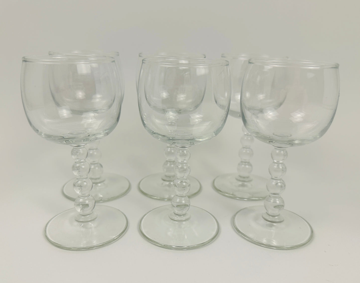 Small Wine or Large Cordial Four Bubble Stem Set of Six