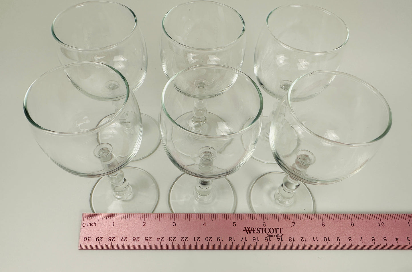 Small Wine or Large Cordial Four Bubble Stem Set of Six