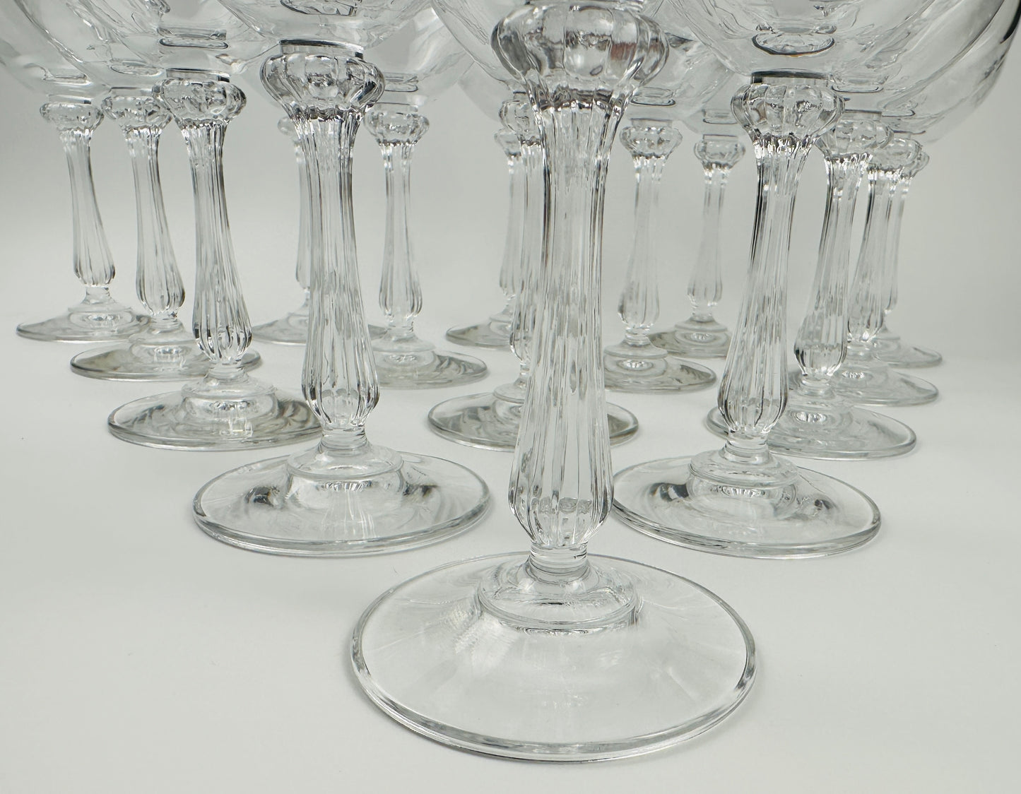 Tulip Shape Fluted Stem Wine Glasses Set of Fifteen