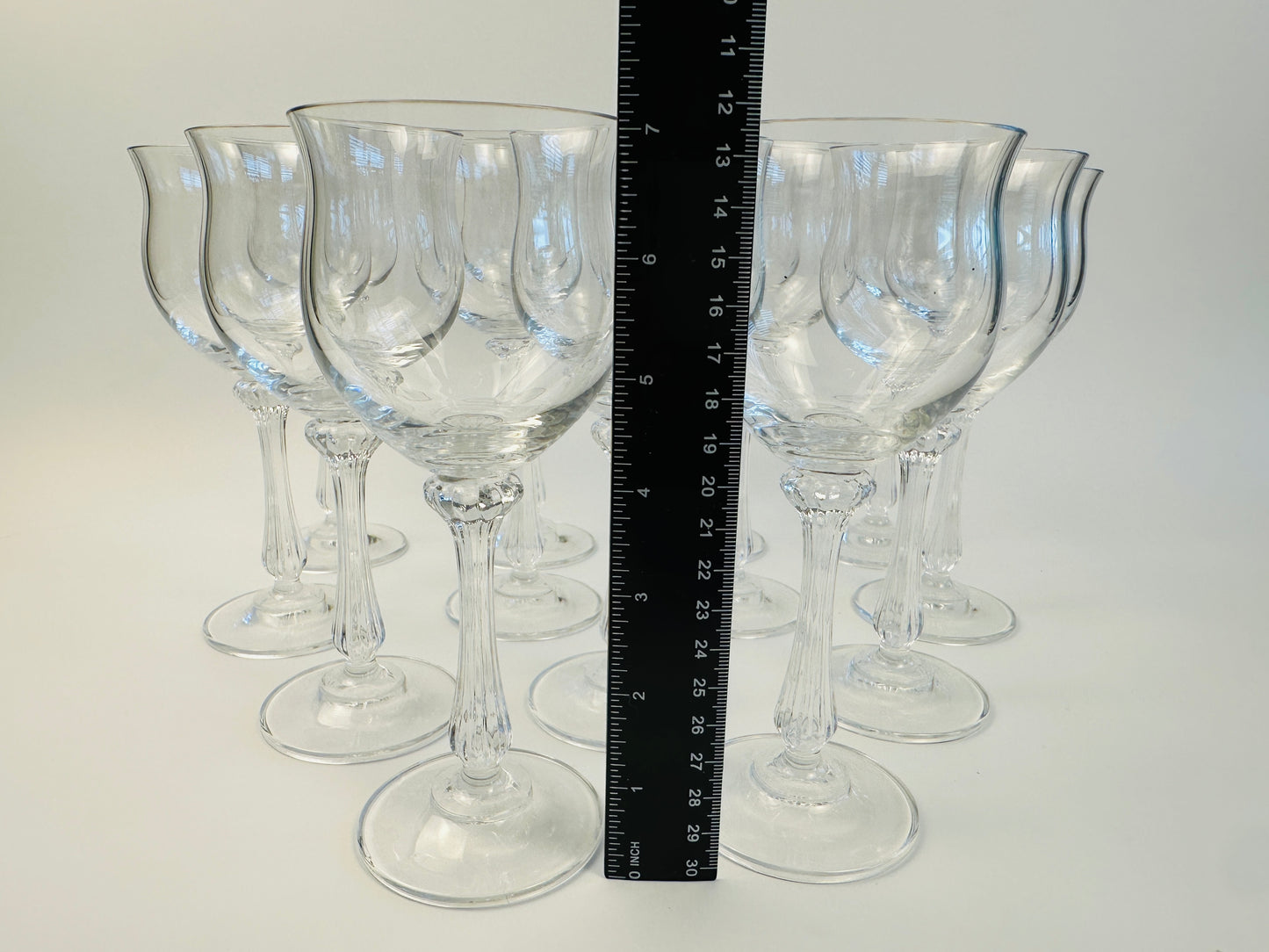 Tulip Shape Fluted Stem Wine Glasses Set of Thirteen