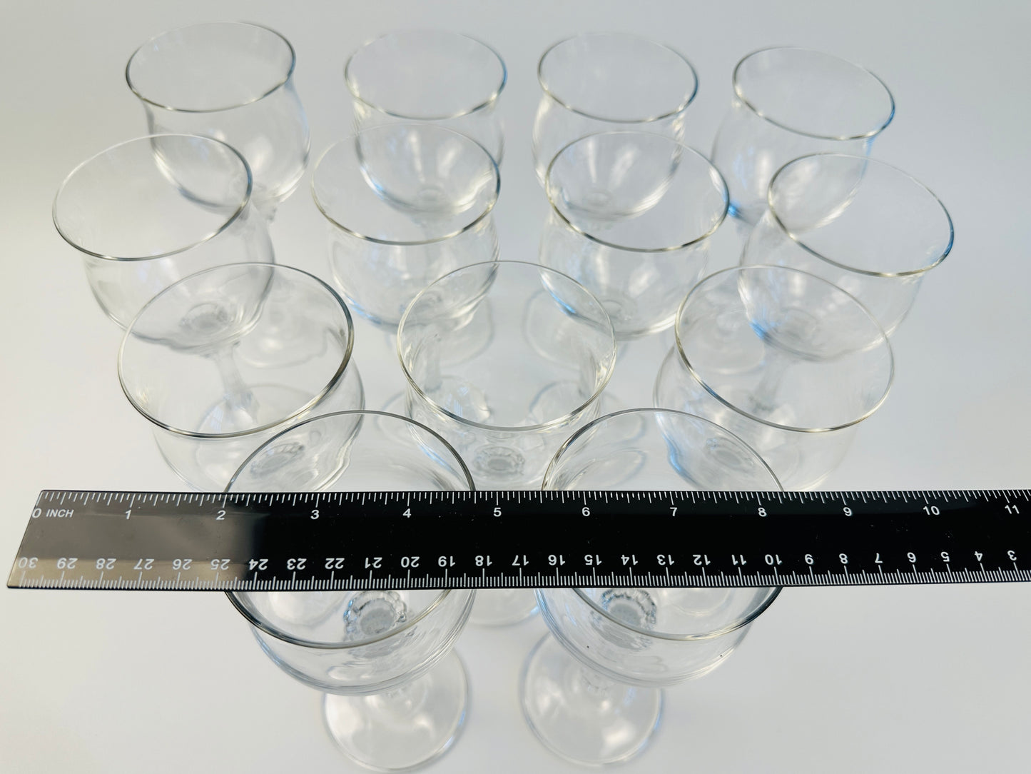 Tulip Shape Fluted Stem Wine Glasses Set of Thirteen