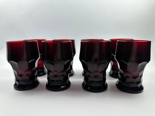 Anchor Hocking Georgian Red Glasses Set of Eight