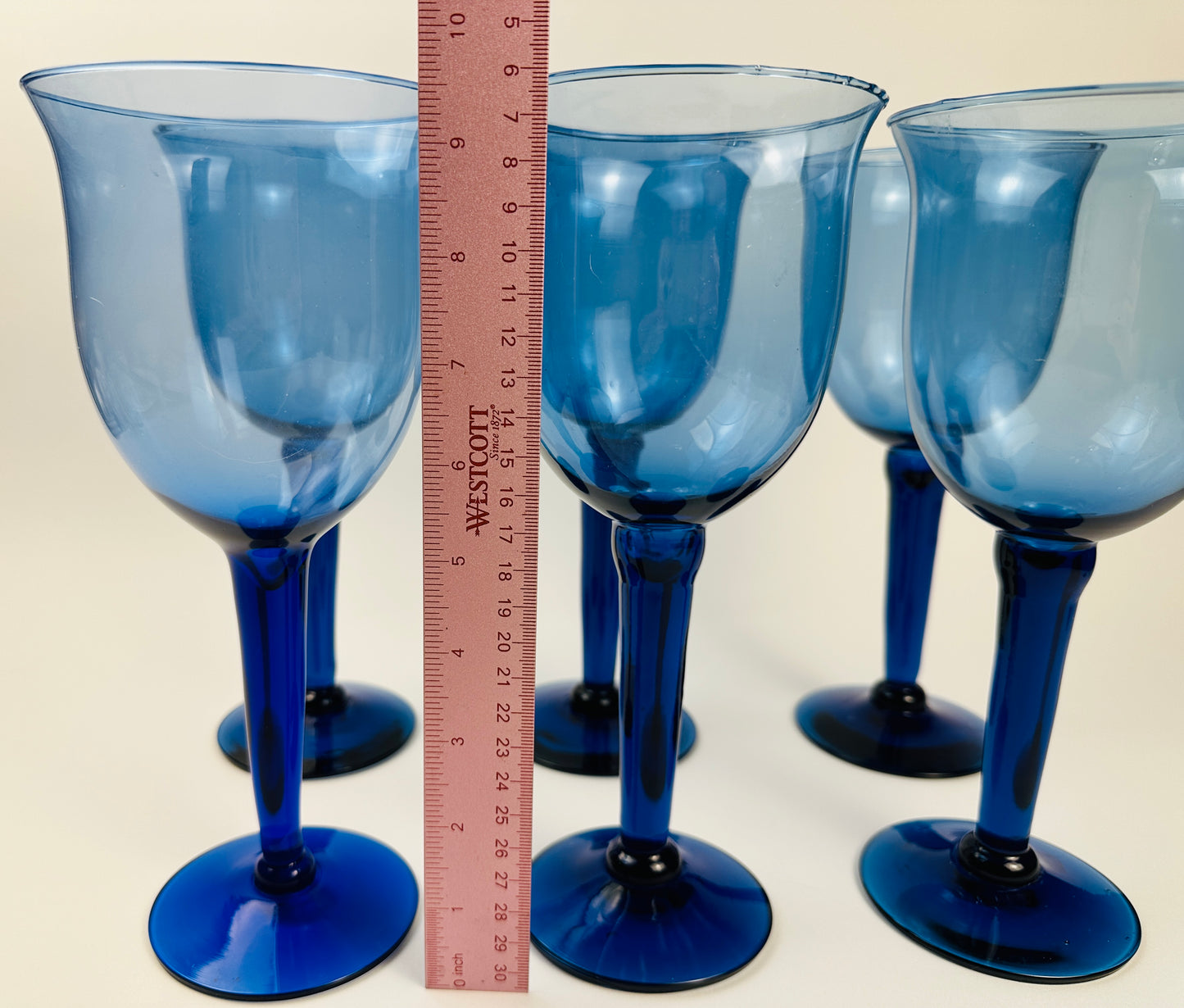 Blue Tulip Bowl Wine Glasses Set of Six