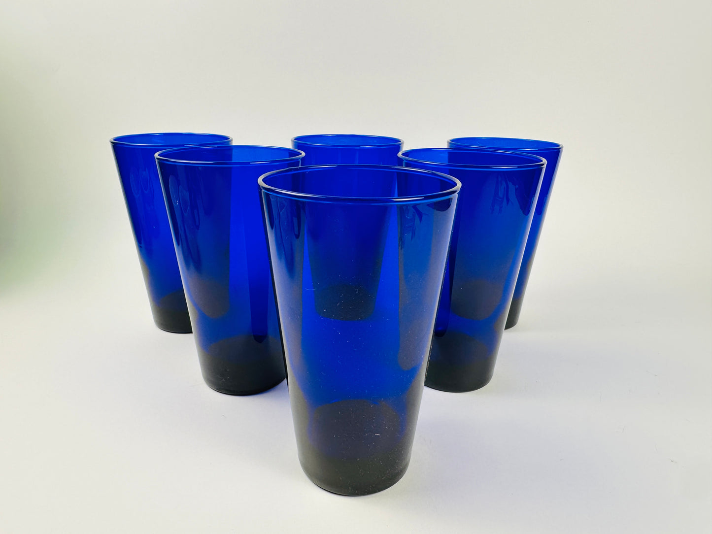 Cobalt Blue Glass Tumblers Set of Six