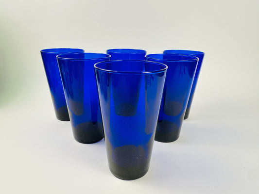 Cobalt Blue Glass Tumblers Set of Six