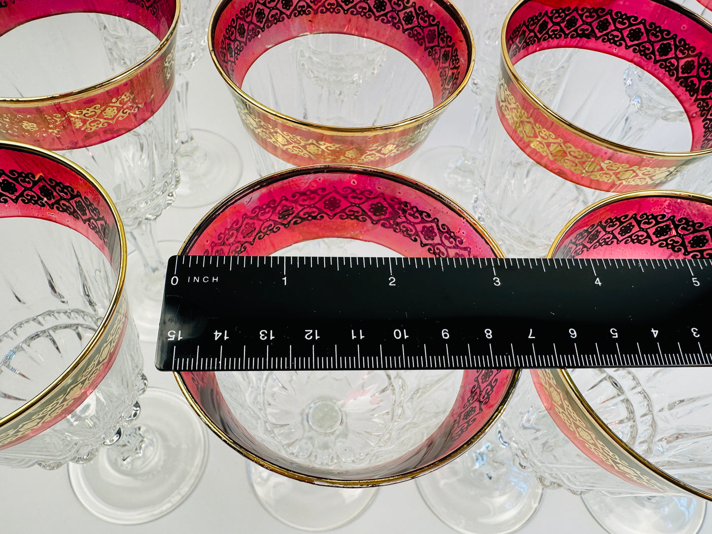 Eurodec Flash Ruby Gold Rim Water Glasses Set of Twelve