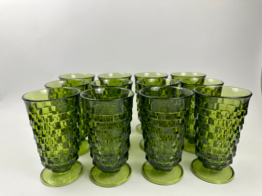 Whitehall Cubist Green Water/Tea Glasses Set of Twelve