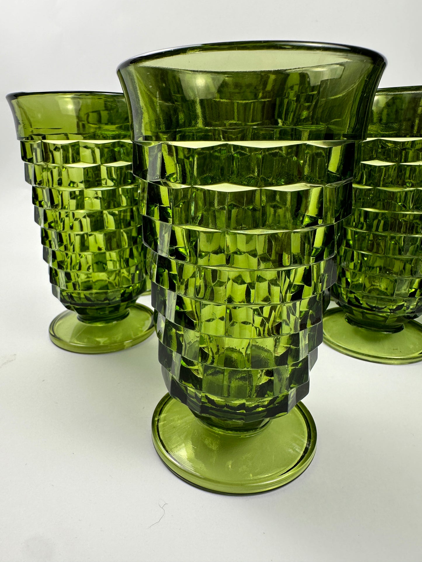 Whitehall Cubist Green Water/Tea Glasses Set of Twelve