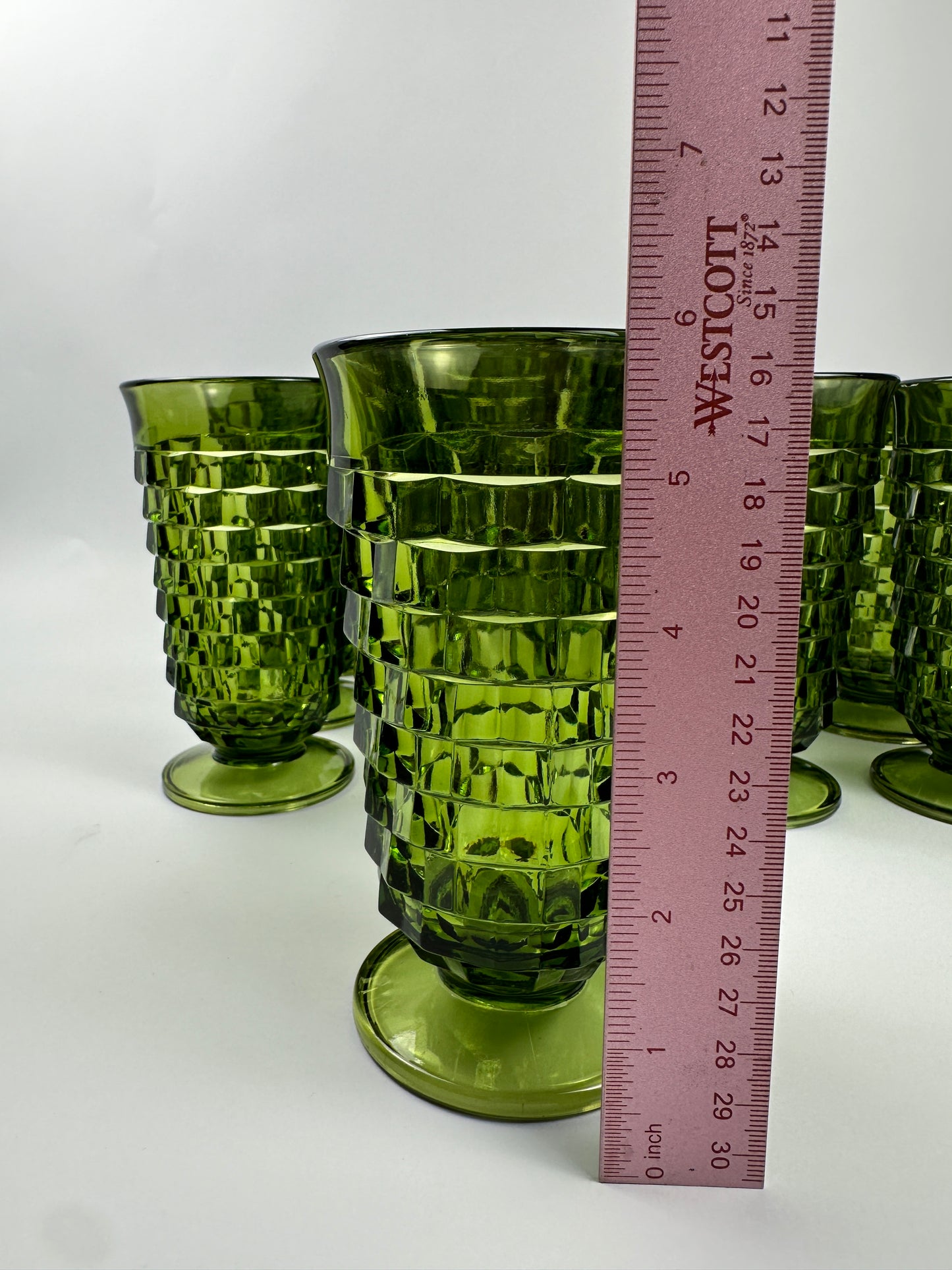 Whitehall Cubist Green Water/Tea Glasses Set of Twelve