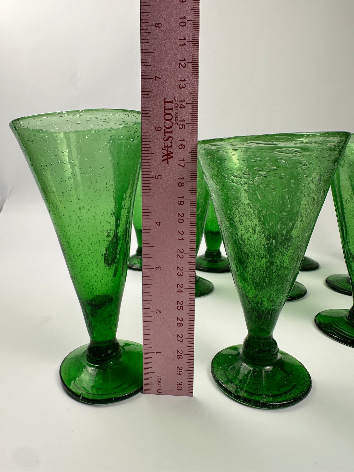 Green Seeded Footed Multipurpose Glasses Set of Ten
