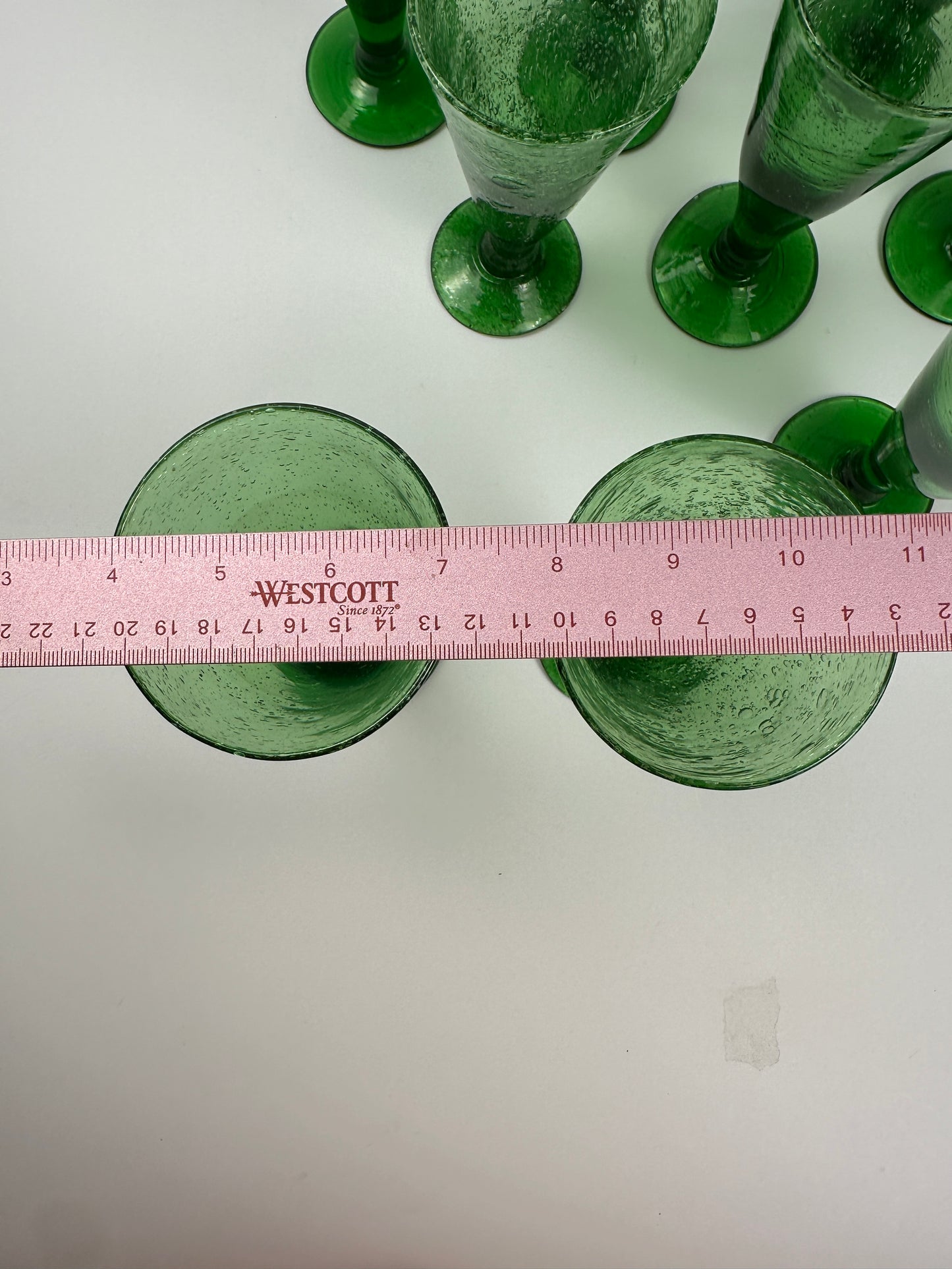 Green Seeded Footed Multipurpose Glasses Set of Ten