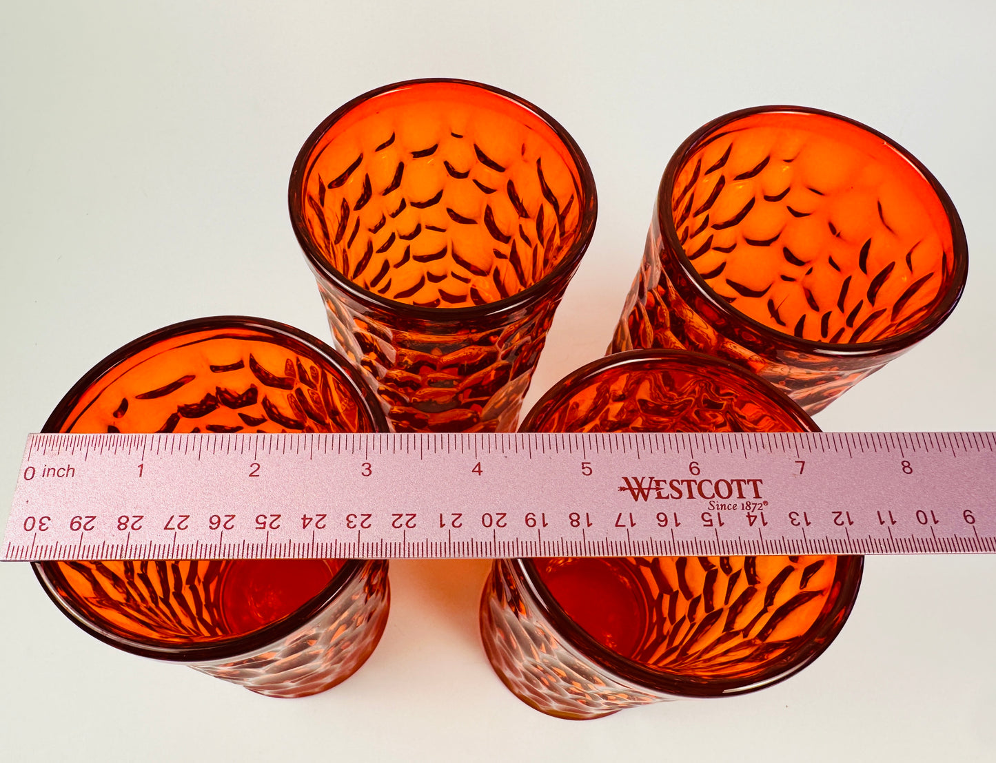 Orange Textured Glass Tumblers Set of Four