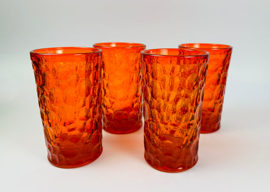 Orange Textured Glass Tumblers Set of Four