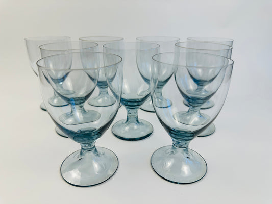 Pale Blue Water Goblets Set of Nine