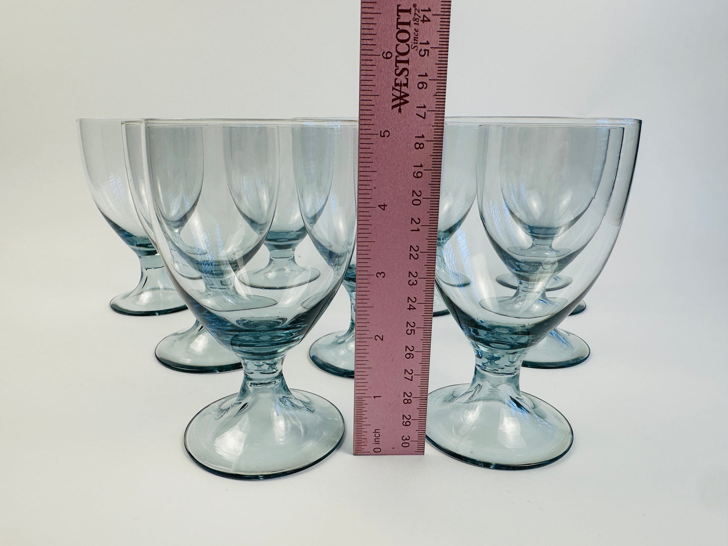 Pale Blue Water Goblets Set of Nine