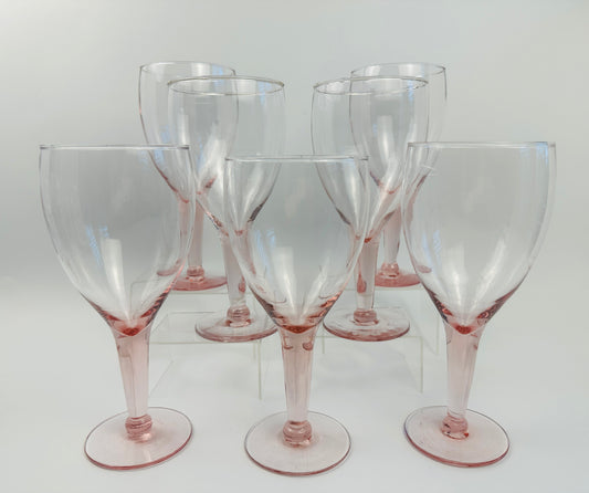 Pale Pink Wine Glasses Set of Seven