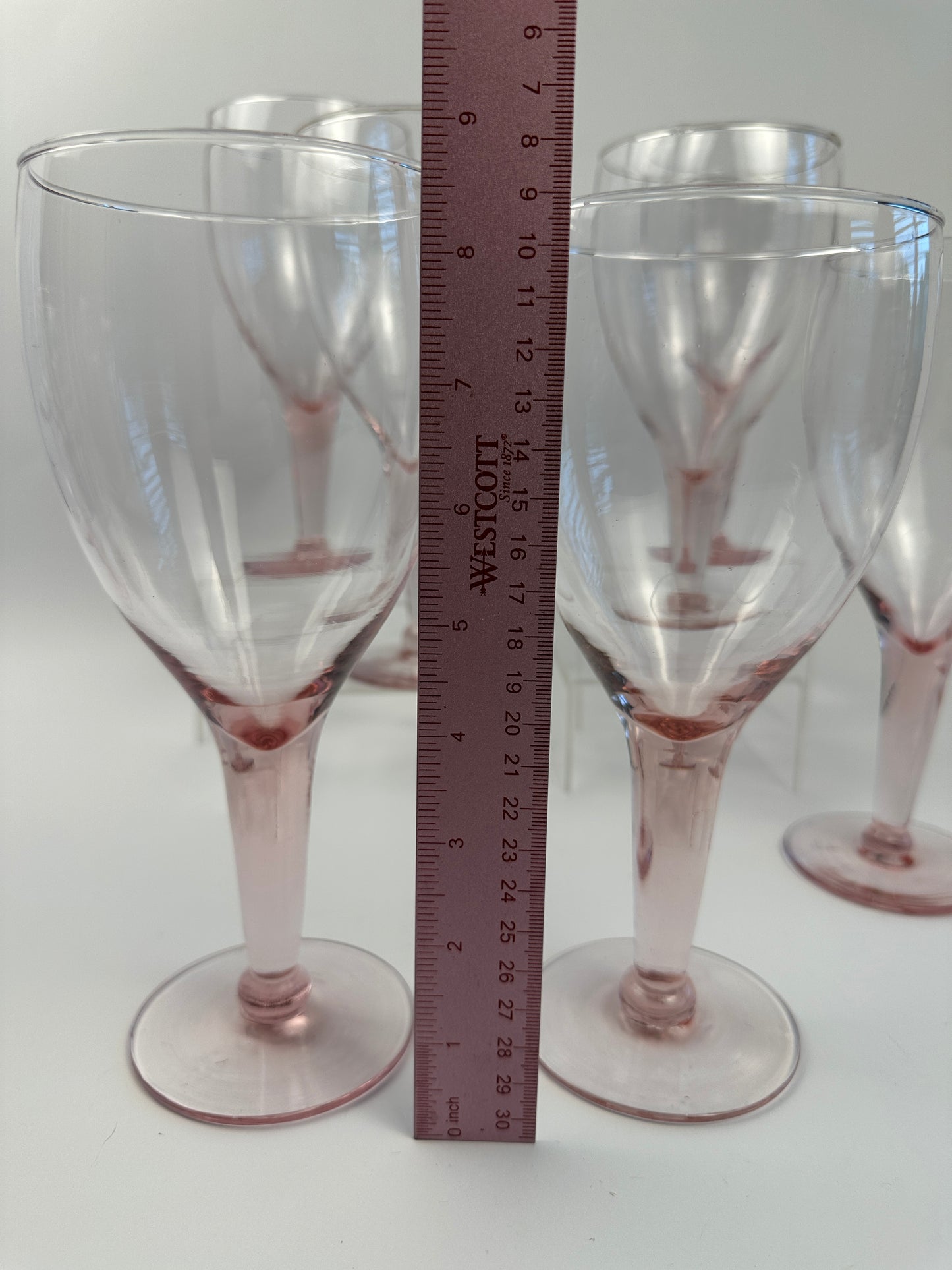 Pale Pink Wine Glasses Set of Seven