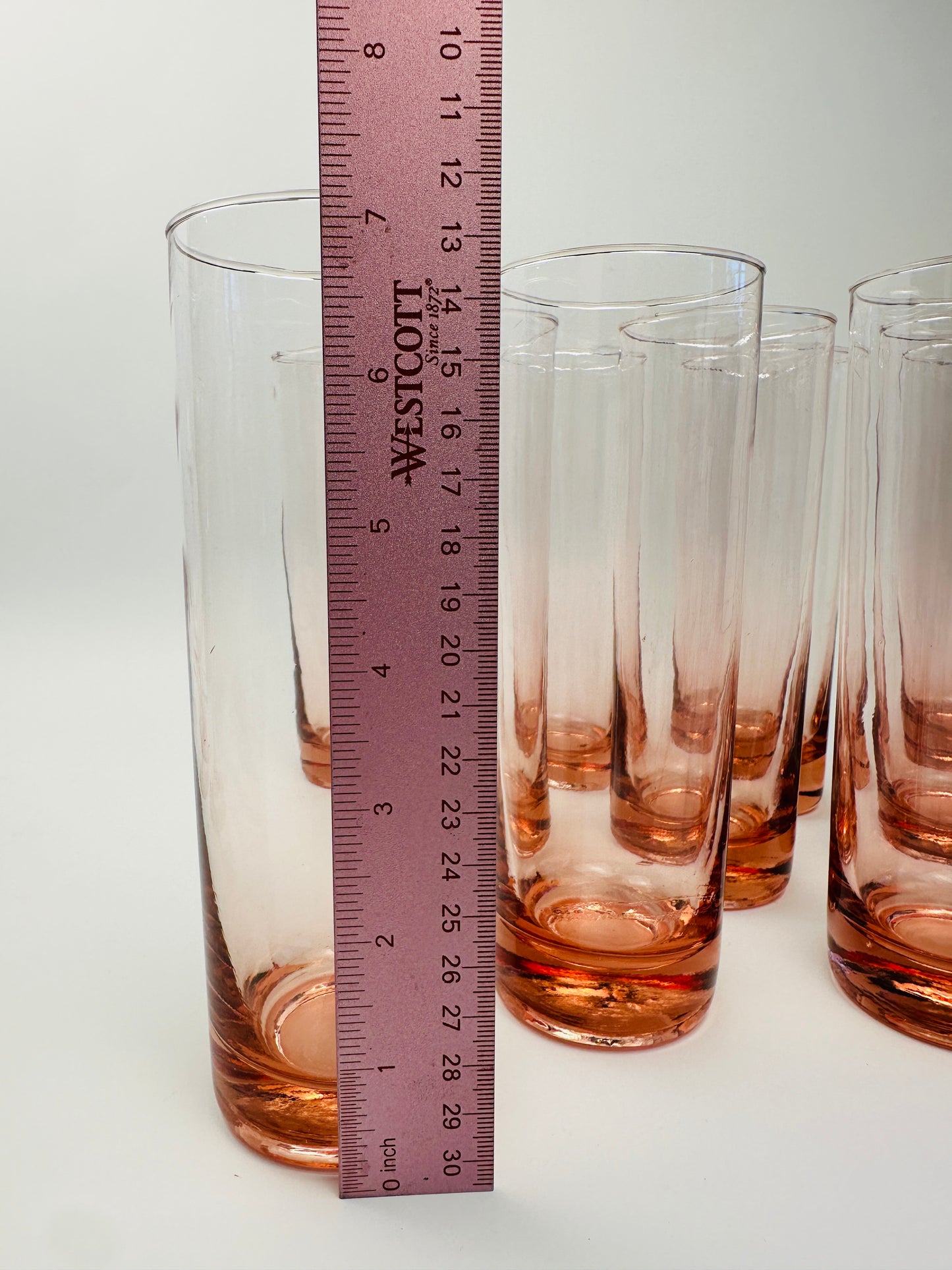 Pink Apricot Tall Slim Glasses Set of Ten