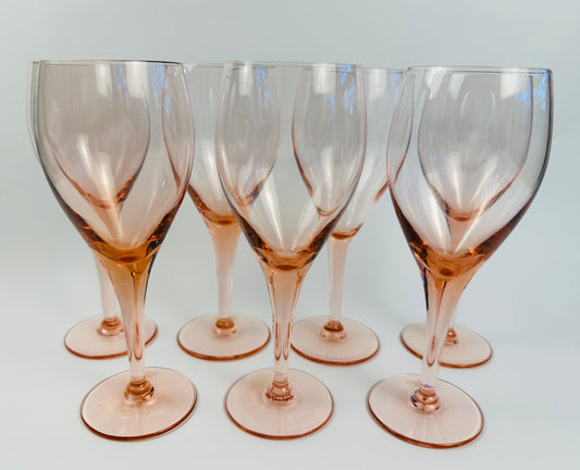 Pink Apricot Wine Glasses Set of Seven