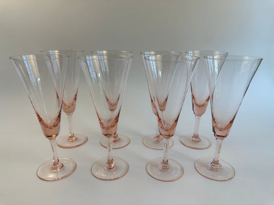 Pink Champagne Glasses Set of Eight